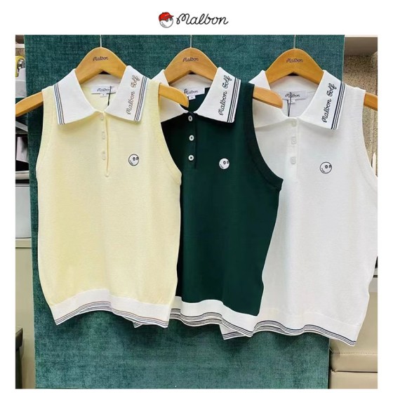 malbon 3종 여성 니트 카라 민소매 티셔츠